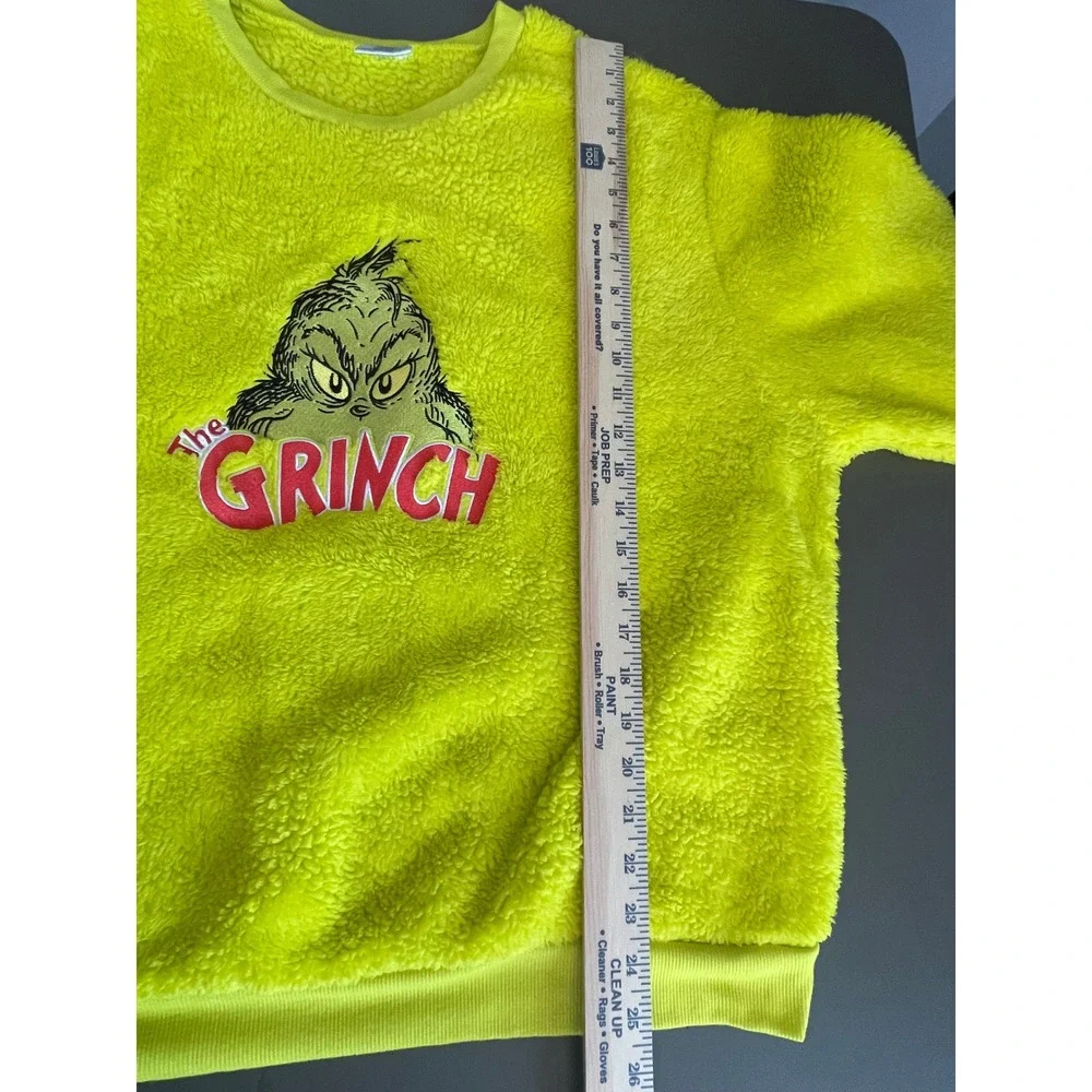 Dr Seuss The Grinch Neon Green Sherpa Fleece Sweatshirt Pullover 3X